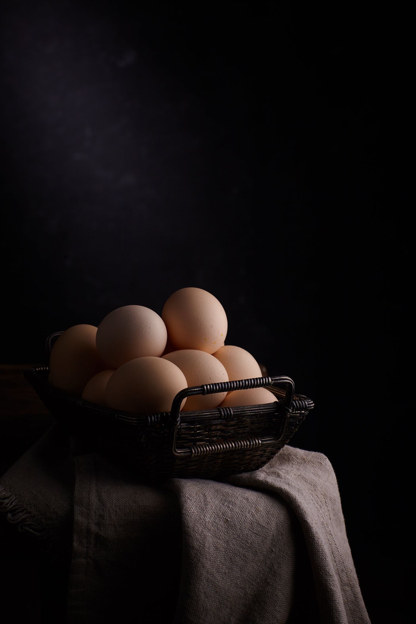 Basket of fresh brown eggs